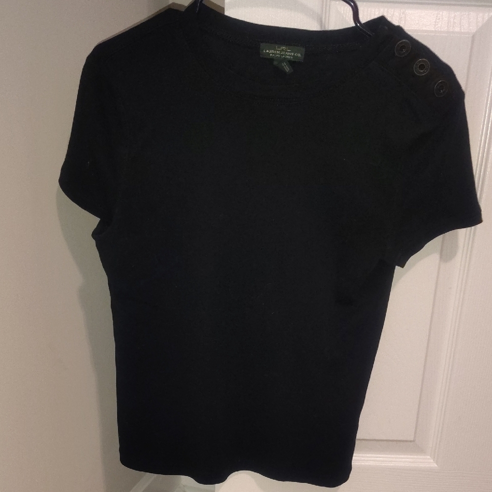 Women's Black Top with Button Detail